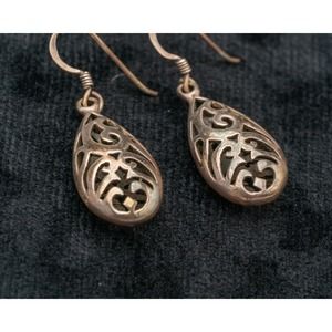 Vintage Sterling Silver Open Filagree Dangle Earrings